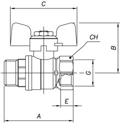 Bugatti ARIZONA Кран шар. 1/2" г/ш бабочка (24/96)