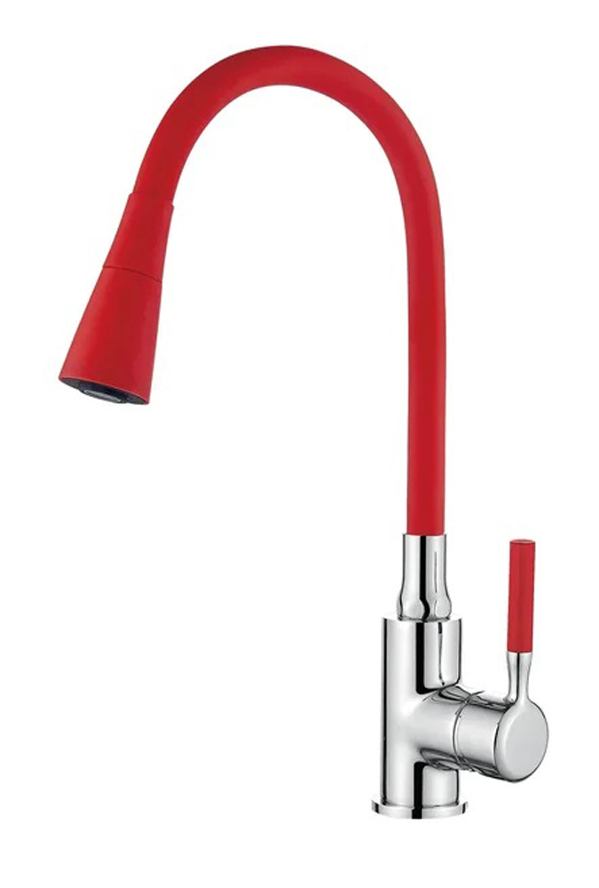 A9890N-1 Accoona смеситель для кухни с силиконовым изливом, красный