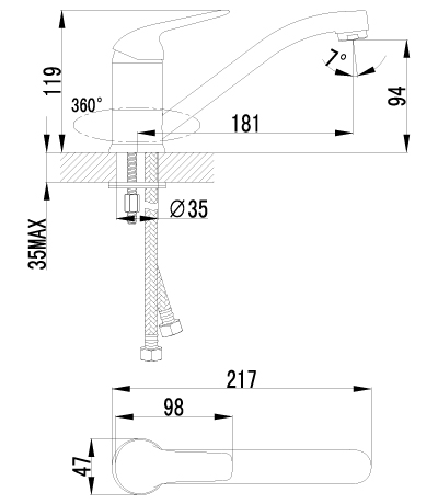 LM1204C плюс Эдванс Смеситель для кухни с поворотным изливом, хром LEMARK
