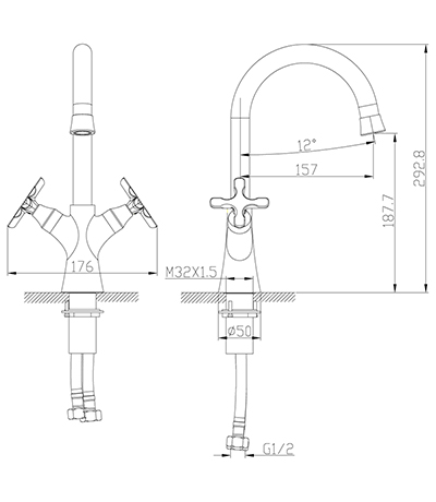 LM5706C Дуэтто Смеситель для умывальника с поворотным изливом, хром, LEMARK