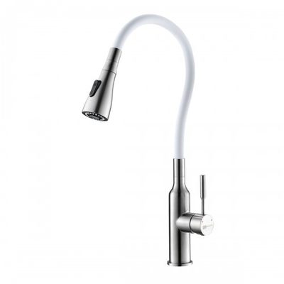 LM5082S-White Эксперт Смеситель для кухни с гибким изливом, сталь БЕЛЫЙ LEMARK
