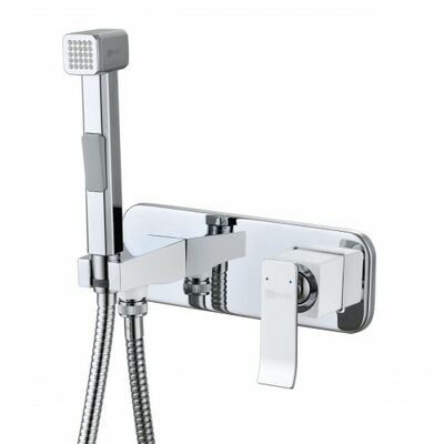 LM5819CW Смеситель с гигиеническим душем, встраиваемый, хром/белый LEMARK