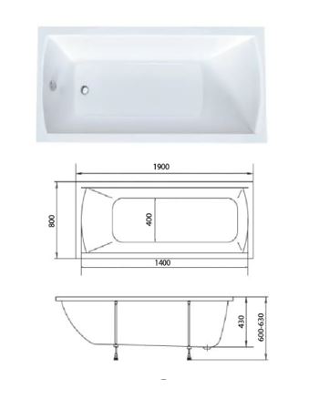 Акриловая ванна MarkaOne Modern MG 190х80