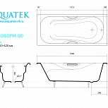Ванна чугунная AQUATEK ГАММА AQ8050FH-00 1500×750 ручки и ножки в комплекте