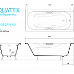 Ванна чугунная  AQUATEK ГАММА AQ8080FH-00 1800×800 ручки и ножки в комплекте