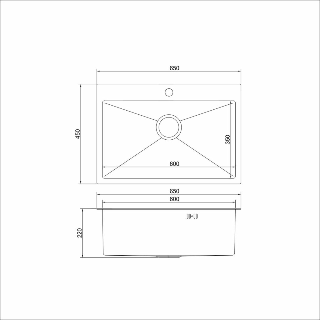 Мойка настольного монтажа 65х45 (3, 0) вып 3 1/2 MIXLINE PRO 22см с сифоном (черный графит НАНО)