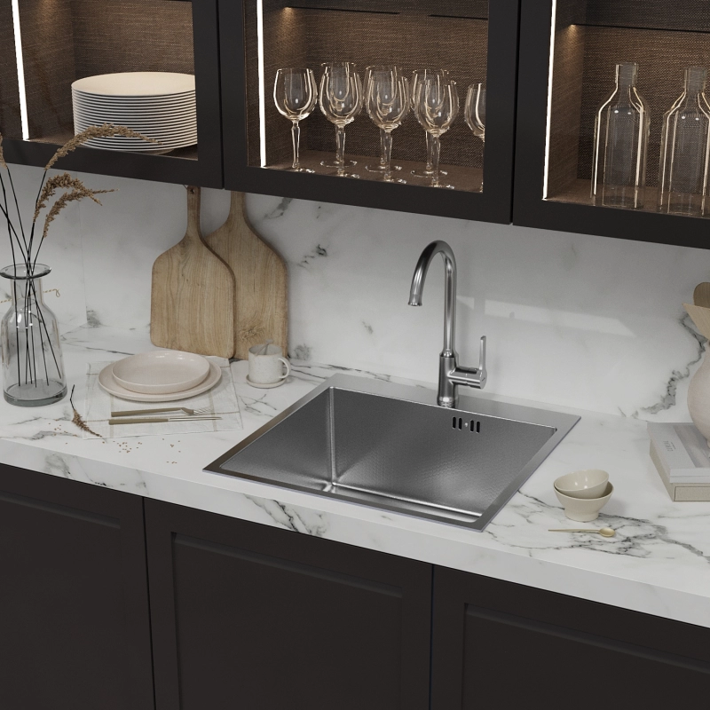 Мойка настольного монтажа 50×50 (3, 0) вып 3 1/2 MIXLINE PRO 22см с сифоном (сатин НАНО)