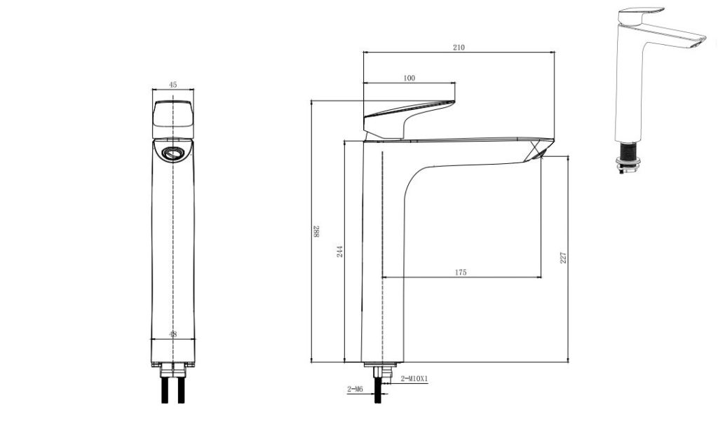 Смеситель для раковины клапана AQUATEK AQ1004BGM Вега, оружейная сталь